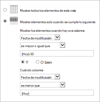 Filtrar mediante [Hoy]