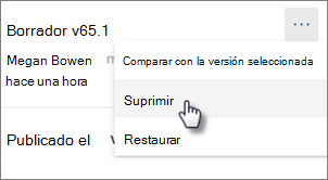 Comando Eliminar versión