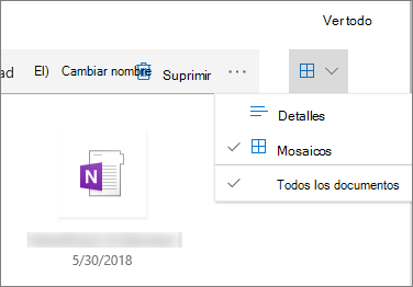 Vista en mosaico en la biblioteca de documentos