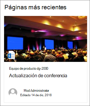 Ejemplo de imagen en miniatura de página en elemento web Contenido resaltado