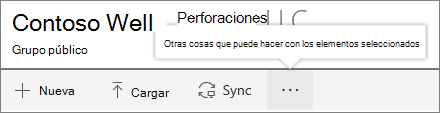 Menú Biblioteca de documentos de SharePoint Onine