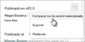 Comparar con la versión seleccionada