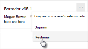 Comando Restaurar versión