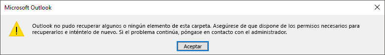 Error al recuperar elementos eliminados