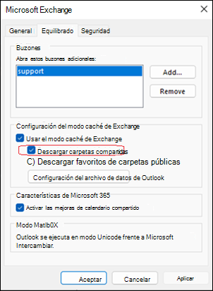 Problema de carpetas compartidas en Outlook clásico