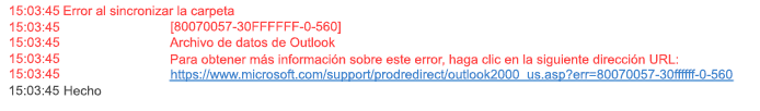 Error en carpeta de problemas de sincronización 80070057-30FFFFFF-0-560