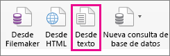 En la pestaña Datos, seleccione la opción a partir de texto