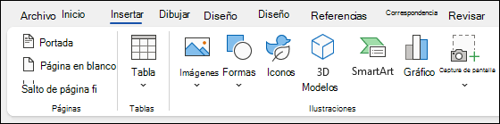 Insertar elementos en Word