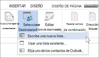 Comando de Escribir una nueva lista