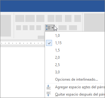 Opciones para cambiar el interlineado en Word
