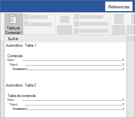 Crear una tabla de contenido