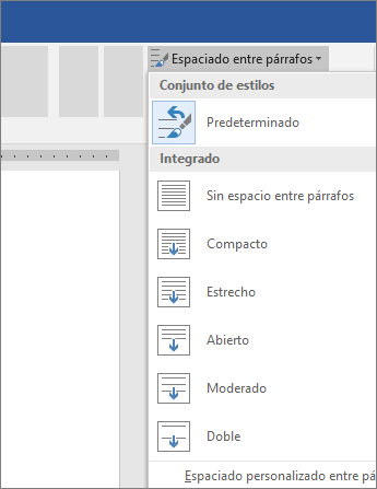 Opciones para cambiar el espaciado entre párrafos en Word