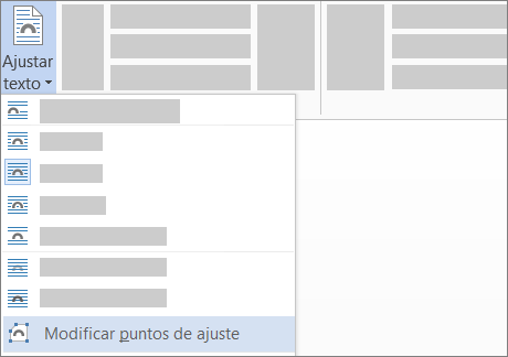 Opción Editar puntos de ajuste de la opción Ajustar texto en la cinta de opciones