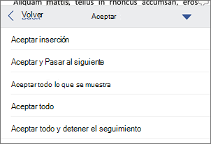Aceptar marcas de revisión
