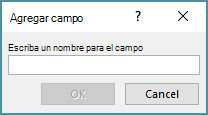 Usar el cuadro de diálogo “Agregar campo” para agregar campos personalizados a una lista de combinación de correspondencia
