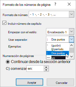 Elegir estilos de número de capítulo