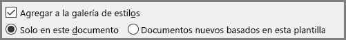 Botón Agregar a la galería de estilos de Word