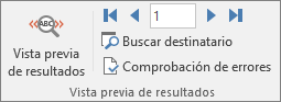 En Word, en la pestaña Correo, el grupo Vista previa de resultados.