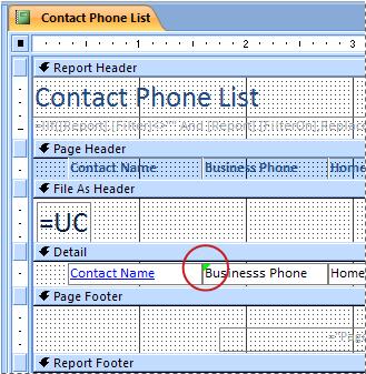 Informe que contiene un cuadro de texto con un identificador mal escrito