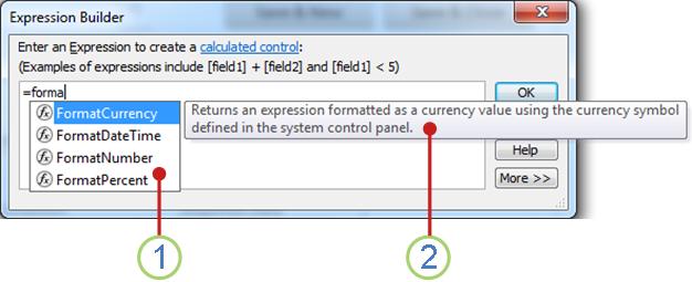 Lista desplegable de IntelliSense y una Sugerencia rápida.
