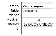 criterios de consulta para mostrar resultados de palabras específicas