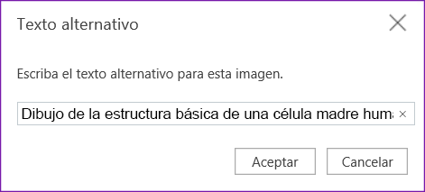 Cuadro de diálogo de texto alternativo para OneNote para la Web