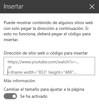 Captura de pantalla del cuadro de diálogo Código para insertar en SharePoint.
