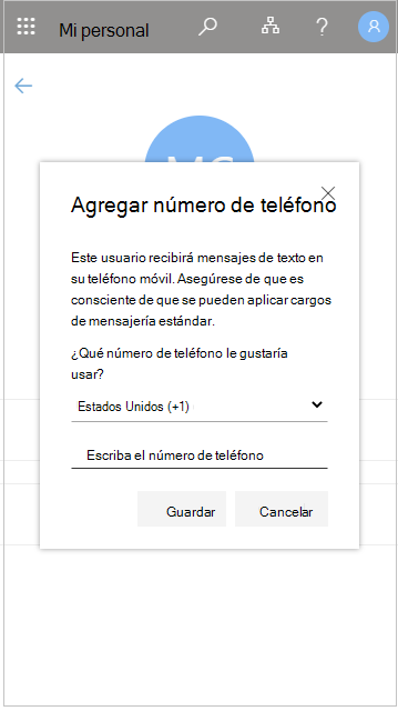 Agregar el número de teléfono de un usuario en Mi personal