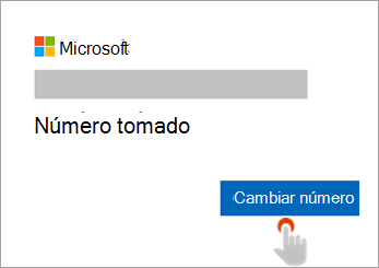 Captura de pantalla de una mano que está seleccionando el botón Cambiar número