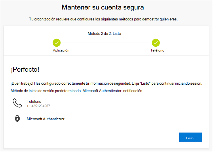 Página que indica que el asistente ha completado la operación correctamente