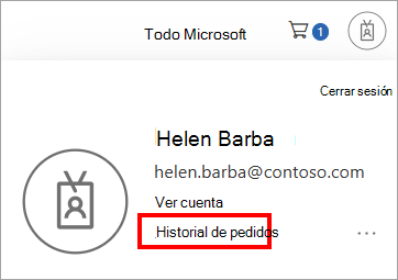 Captura de pantalla2 que muestra dónde iniciar sesión y ver el historial de pedidos de las cuentas
