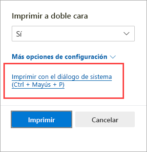 Cuadro de diálogo Imprimir con el sistema