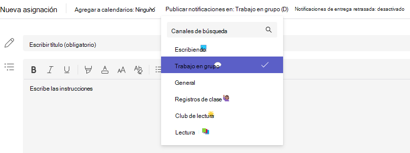 Captura de pantalla de selección de canal.