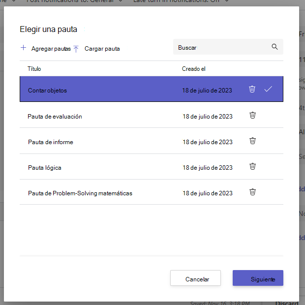 elegir una pauta