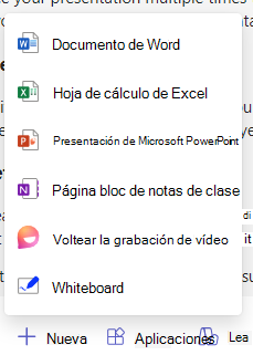 Captura de pantalla de nuevas opciones.