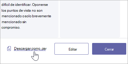 Descargue una pauta como un archivo de .csv.
