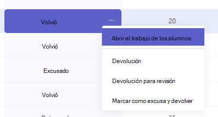 trabajo devuelto