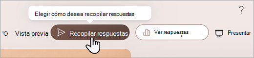 Captura de pantalla que muestra dónde puede establecer cómo desea recopilar respuestas en Microsoft Forms.