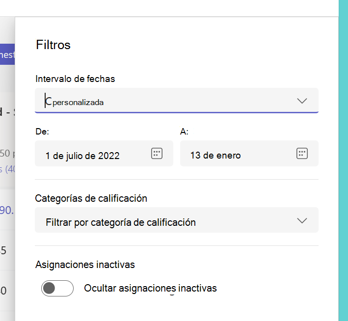 Captura de pantalla de filtros.