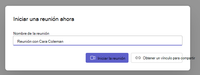 Iniciar una reunión Reunirse ahora