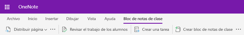 Captura de pantalla de la pestaña Bloc de notas de clase en OneNote para la Web
