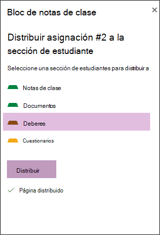 Ejemplo de asignación distribuida en OneNote para la Web