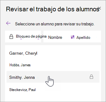 Captura de pantalla de ordenación de nombres.