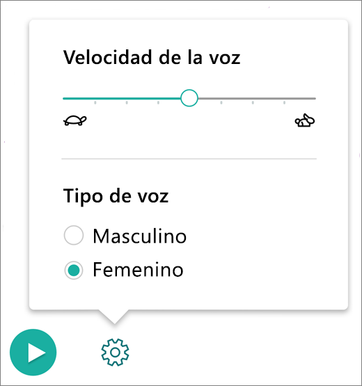 Captura de pantalla de la configuración de voz.