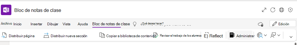 Captura de pantalla de administrar blocs de notas.