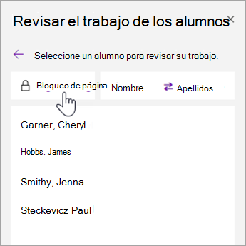 Seleccione Bloqueo de página.