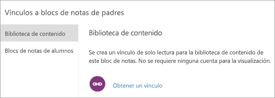 Para crear vínculos para padres y tutores a la biblioteca de contenido, selecciona