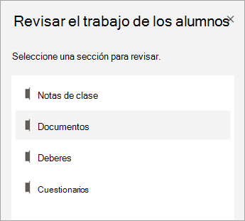 Seleccione una sección para revisar.