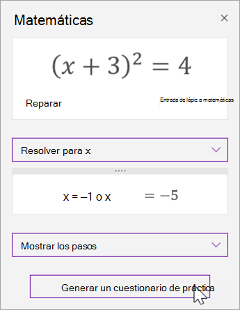 Seleccione Generar un cuestionario de práctica.