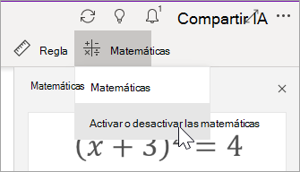 Activar o desactivar Matemáticas